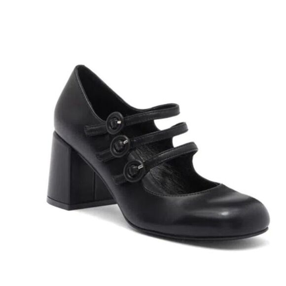 Jeffrey Campbell Shoes - Jeffrey Campbell Womens Tierz Mary Jane Black Leather Strap Heel PumpShoe Sz 9.5